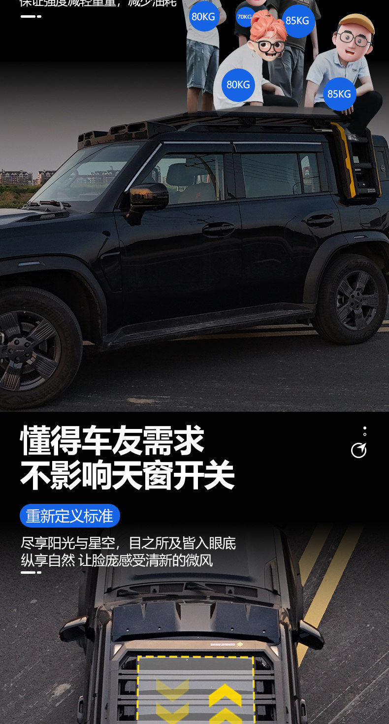 Suitable for Jietu Traveler Outdoor Camping Car Roof Expansion, Explorer Car Roof Luggage Rack, Canopy Side Tent, Ladder