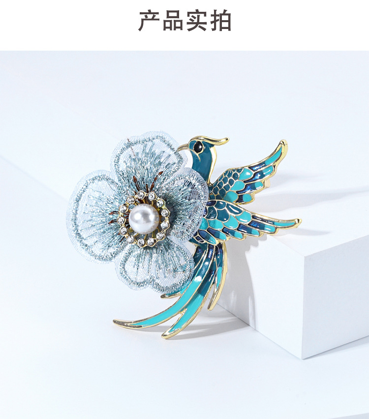 Chinese Style Creative Handmade Enamel Vintage High-end Phoenix Bird Brooch Women's Light Luxury Elegant Hanfu Cheongsam Accessories