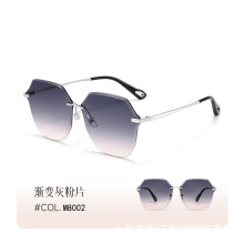 抖音2023新款女士无边框切片金属墨镜修颜时尚太阳镜开车旅游