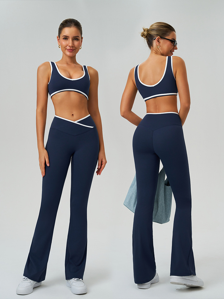 Transfronterizos europeos y estadounidenses desnudos, pantalones apretados, pantalones de cintura alta y piernas anchas, pantalones de boquilla, pantalones deportivos para mujeres, 8843