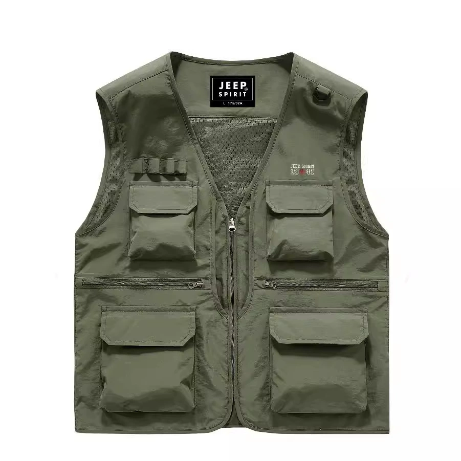Жилет мужской открытый многокарманный рыболовный фотожилет рекламный большой размер конюшни мужской карман 8678V воротник