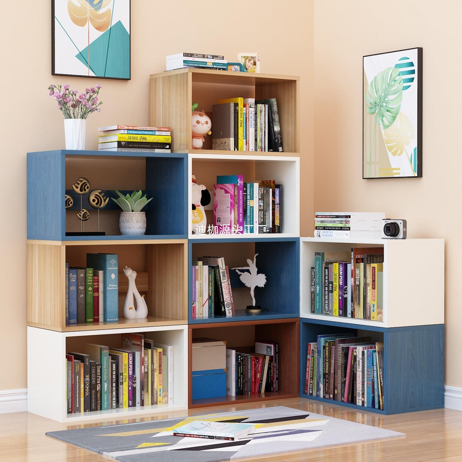 Simple Modern Floor-Standing Bookshelf Storage Rack Living Room Bedroom Home Student Combination Bookcase Children's Simple Storage Rack