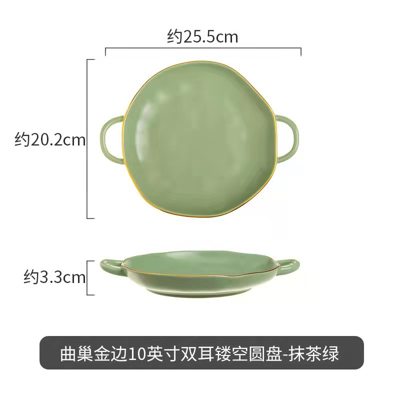 Moderno juego de regalo de tazones de sopa de lujo, diseño creativo de nido curvo irregular con vajilla de cerámica con borde dorado, que incluye platos, tazones y cucharas para uso doméstico.