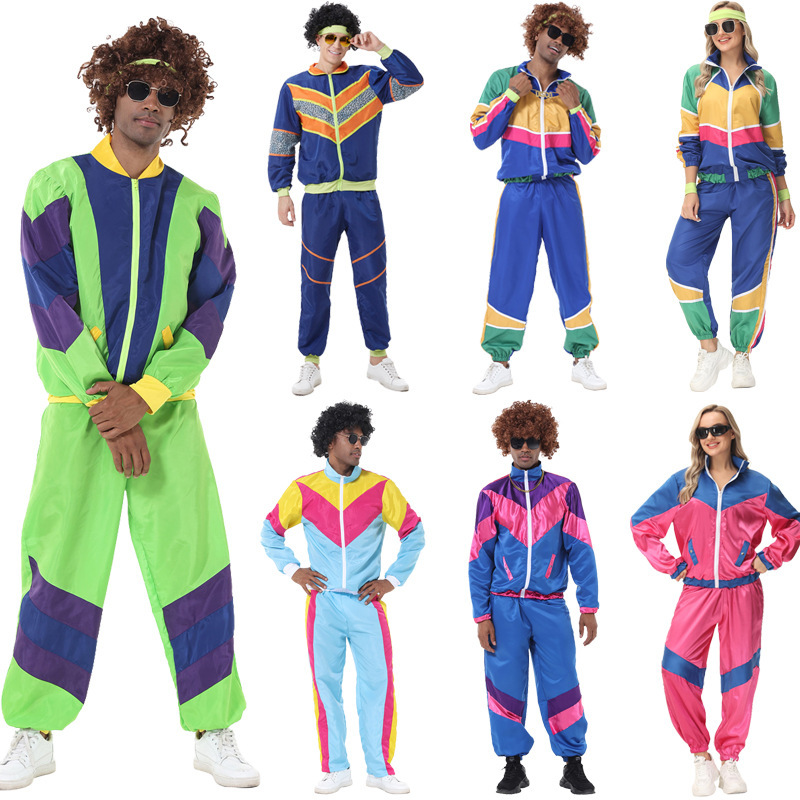 European and American Retro 70 s hip hop rock sports clothing cos boys and girls couple stage performance clothing