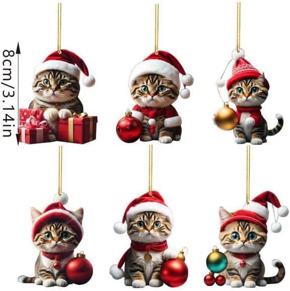 Cruzar la frontera nueva Navidad creativo lindo gato Navidad casa árbol de Navidad decoraciones acrílico colgante plana