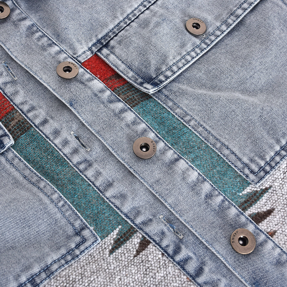 Casual Pile Collar Painting Tassel Denim Jacket Outerwear Cardigans ...