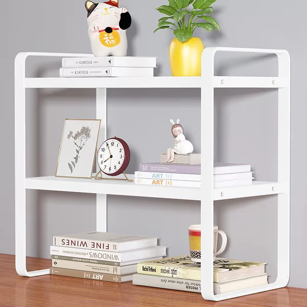 Desktop Storage Rack Office Workstation Storage Bookshelf Desk Double-layer Table Table Top Layered Shelf