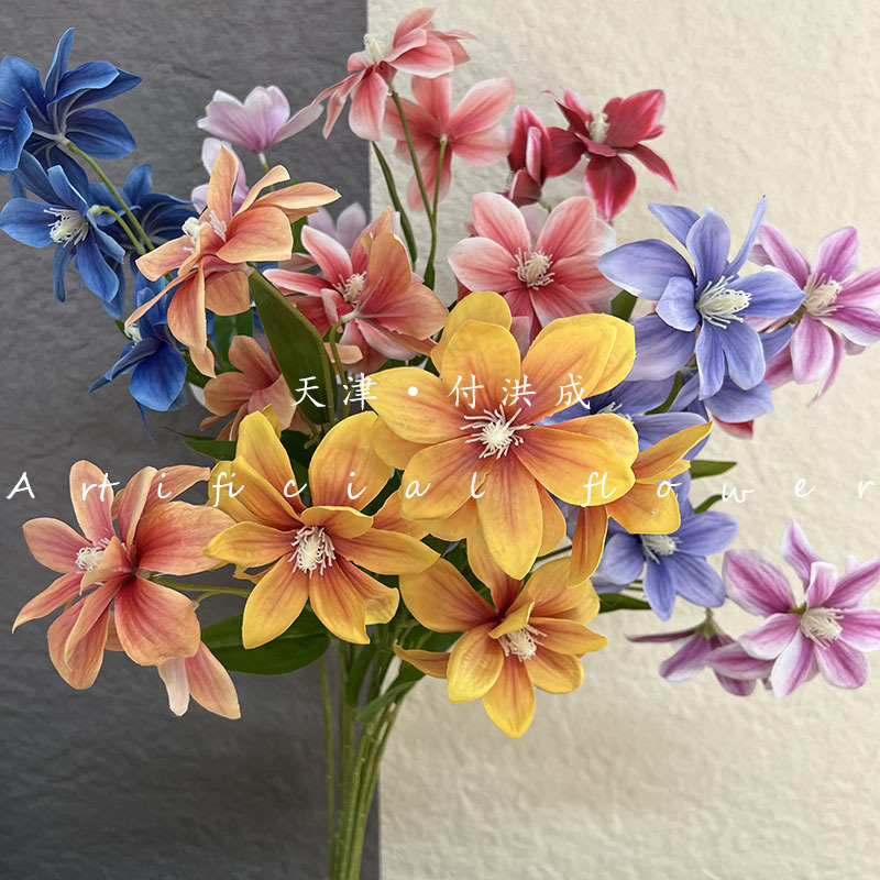 Five-headed magnolia flower home decoration photo props hotel road guide flower simulation flower wedding hall decoration fake flower wholesale