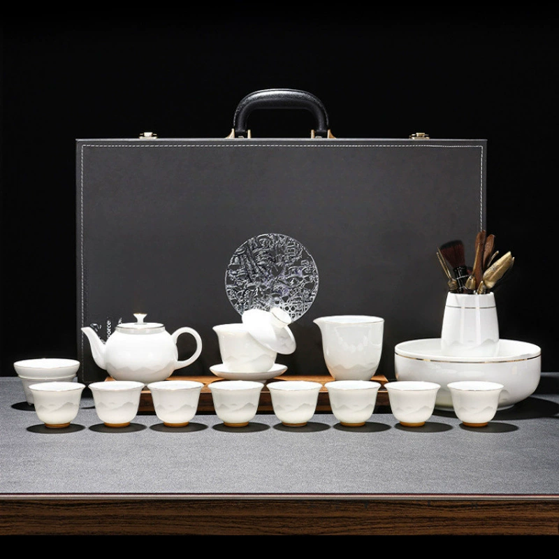 2025 новый белый фарфоровый чайный набор кунг-фу