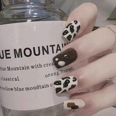 Wearing Cow Print Cute High-End Nail Stickers Suitable for Pregnant Women, Removable Complete Set Wholesale, Makes Skin Look Whiter and Adds Elegance