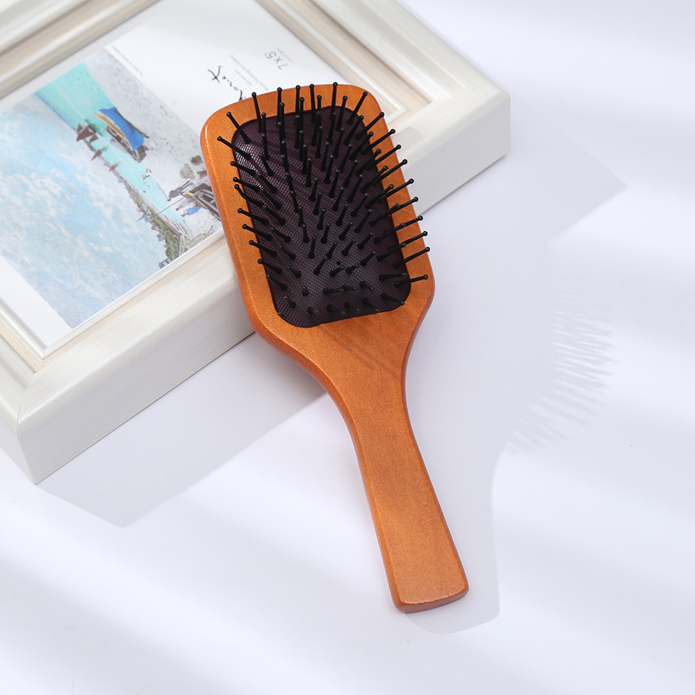 Peine de bambú, peine grande con cojín de aire, peine de peluquería para el hogar, peine para masaje de cabeza, peine de madera antiestático, venta directa de fábrica, cuidado del cabello