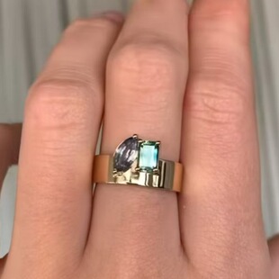 ��ɫ�R���ʯ �{ɫ�L���ʯ  ƴ�� ��ָ ����18k��