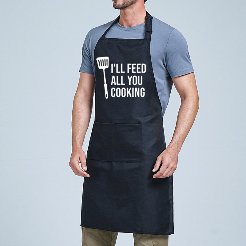 Transfronterizo Amazon poliéster delantal logotipo personalizado para hombres y mujeres pareja cocina barbacoa ropa de trabajo fábrica de delantal al por mayor