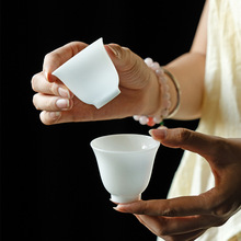 喝茶小茶杯高档冰种玉瓷主人杯单杯个人专用杯功夫陶瓷品茗杯