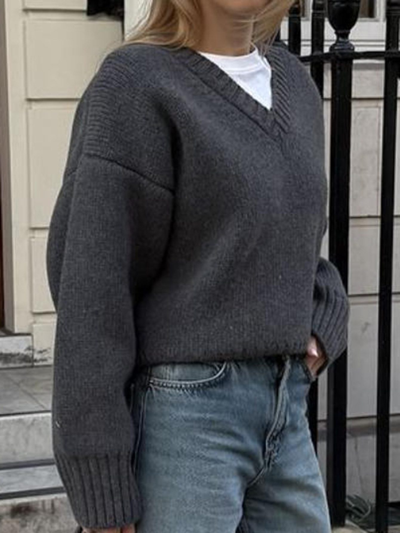 Kaikuo transfronterizo Europa y América casual V-collar chaleco de manga larga suéter de mujer 2025 otoño y invierno Amazon estación independiente