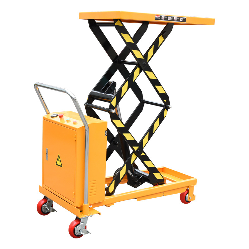 Vehículo de plataforma hidráulica móvil empujado a mano caminando plataforma elevadora tijeras eléctricas elevadora semielectrico pequeño vehículo hidráulico