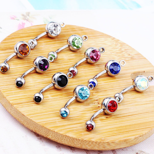 Amazon ebay double diamond simple navel ring navel ring navel button accessory piercing body jewelry