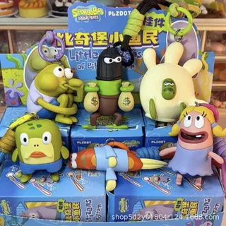 海绵宝宝比奇堡同款PLZDO现货小鱼民挂件潮玩盲盒玩偶钥匙扣公仔