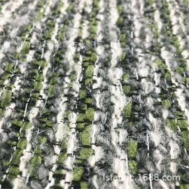 粗纺 小香风编织面料 灰绿色 设计师款 男女装大衣秋冬外套布料