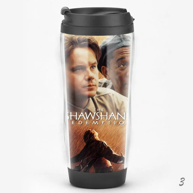 The Shawshank Redemption, Tim Robbins surrounding movie theater souvenirs, coffee cups, water cups