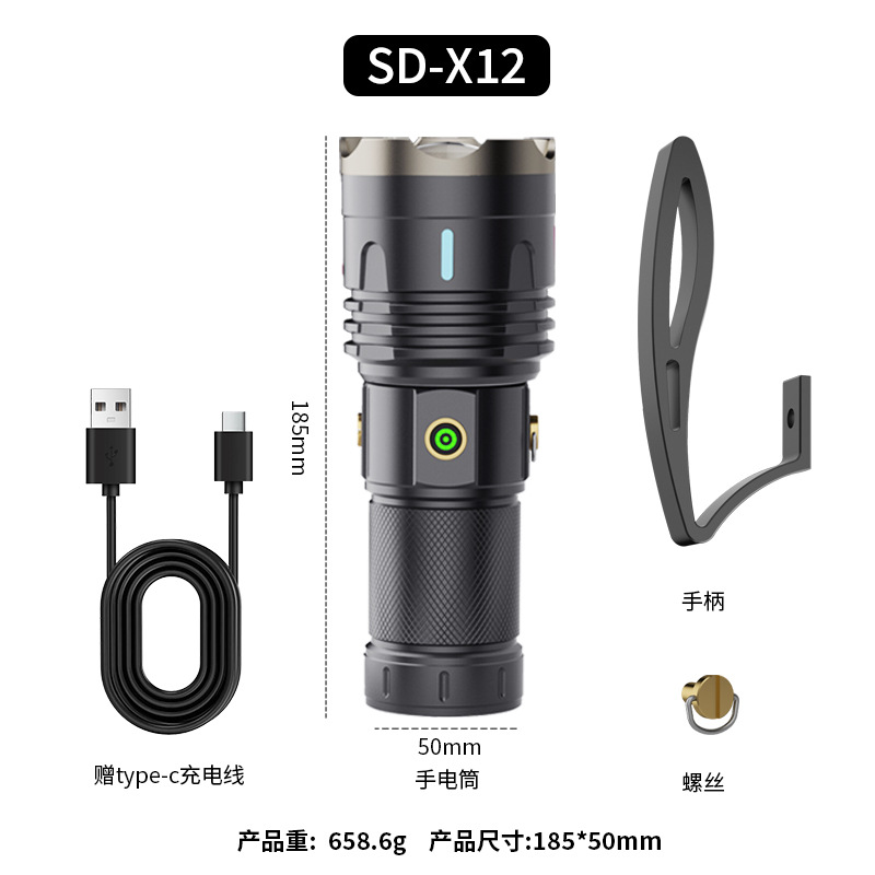 Nuevas linternas transfronterizas multifuncionales al aire libre luz láser blanca iluminación telescópica zoom luz de trabajo brillante luz de emergencia