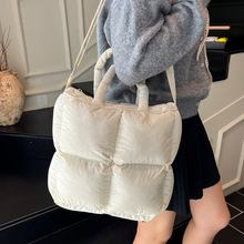 跨境羽绒棉服包夹棉单肩包泡芙斜挎包纯色轻便糖果色大容量手提包