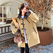 卡其色设计感毛呢外套女冬季新款巨好看的小个子韩系中长款呢大衣