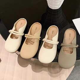 温柔仙女风软底单鞋女夏2025新款蝴蝶结平底豆豆鞋舒适浅口奶奶鞋