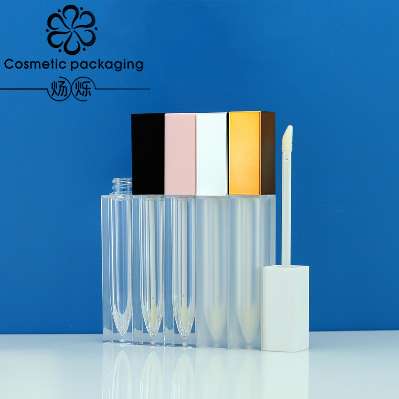 Fábrica en stock al por mayor cuadrado simple blanco 6ML tubo de brillo de labios tubo de lápiz labial tubo de esmalte de labios tubo vacío logotipo imprimible