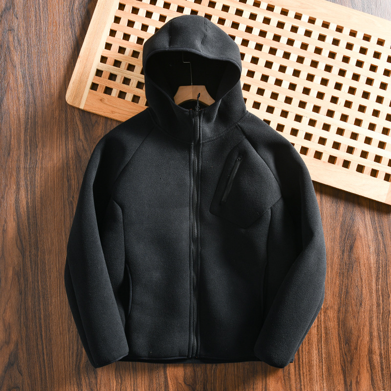Giacca con cappuccio in pile da uomo autunno inverno calda_voghion.com
