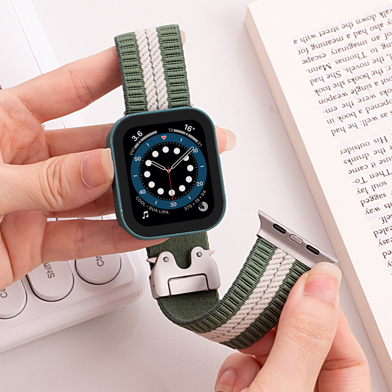 Apple iwatch8/9/10 時計ストラップナイロン編組弾性パラシュートバックル Huawei GT4/5 時計ストラップに適しています。|undefined