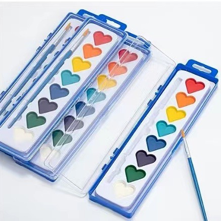 Cross-Border 8-Color Watercolor Pigment Heart-Shaped Square Box Palette Beginner Powder Watercolor Painting Kidsren's Painting Pigment