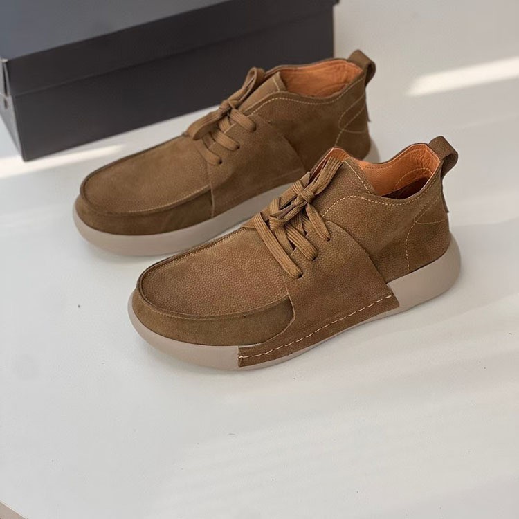 真皮男士休闲皮鞋高帮工装鞋冬秋季25年新款复古板鞋马丁靴超轻底