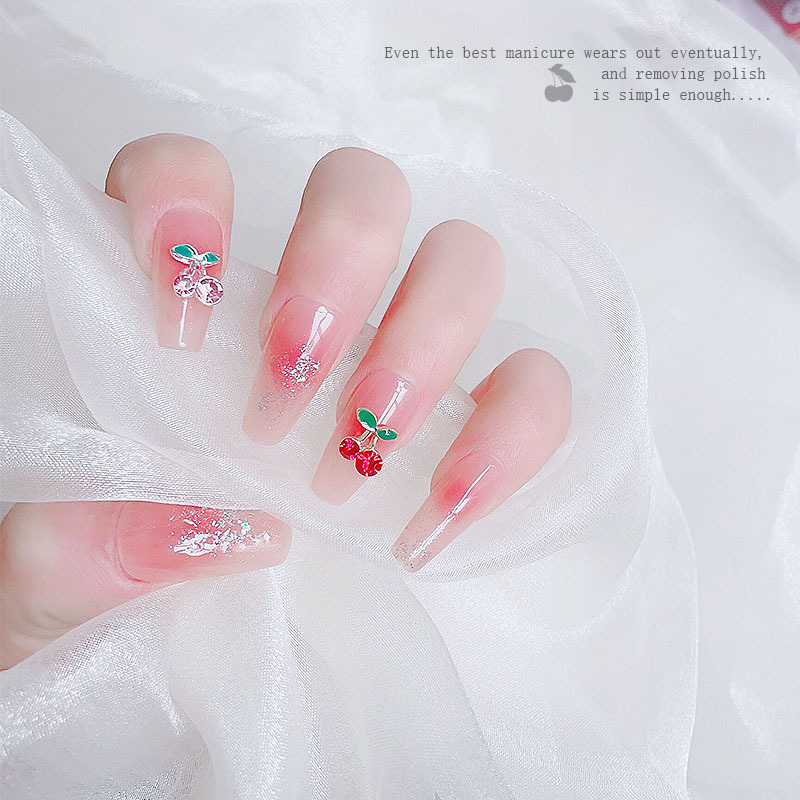 Venta caliente transfronteriza joyería de uñas al por mayor goteo cereza aleación diamante verano lindo fresco Super flash clavo diamante