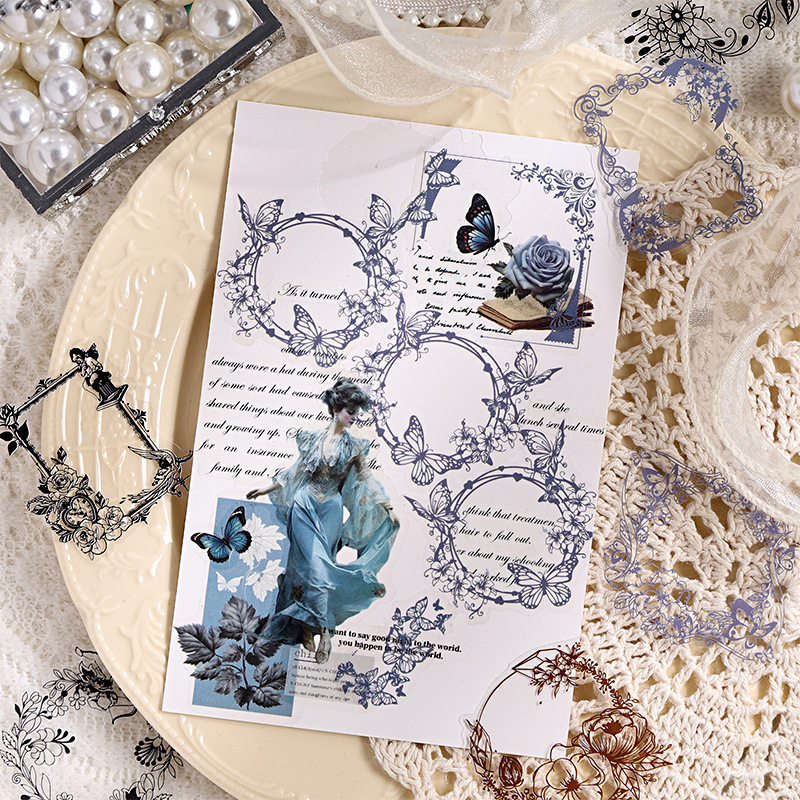 Jiyu viento limpio marco bolsas de pegatinas de cuentas de mano transparentes impermeables materiales de cuentas de mano de mascotas retro encaje bolsas de pegatinas de cuentas de mano