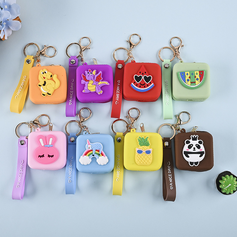 Factory wholesale silicone mini coin purse earphone bag data cable storage bag with zipper key bag coin bag Q