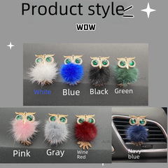 Exquisite metal plush owl-shaped car air freshener decoration with water-cut owl car air freshener