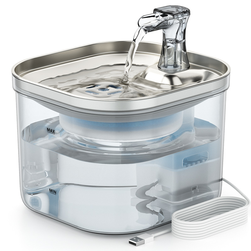 Pet Water Dispenser Stainless Steel Cat Automatic Water Feeder Smart Pet Feeding Cat Fountain Drinking Supplies Wholesale