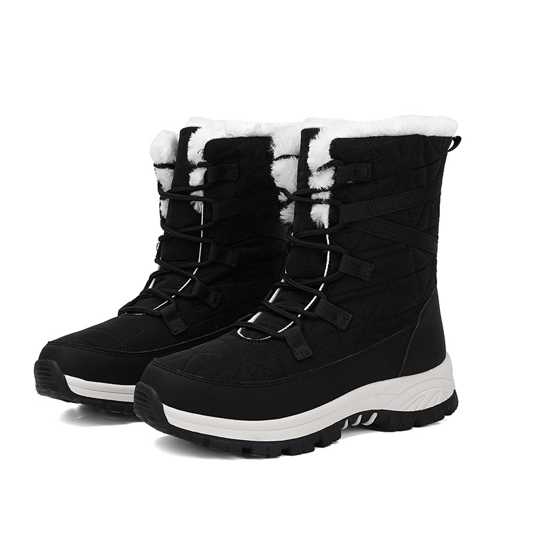 Botas de Nieve de Caña Media para Mujer, Cuero Sintético, Térmicas e Impermeables para Nieve