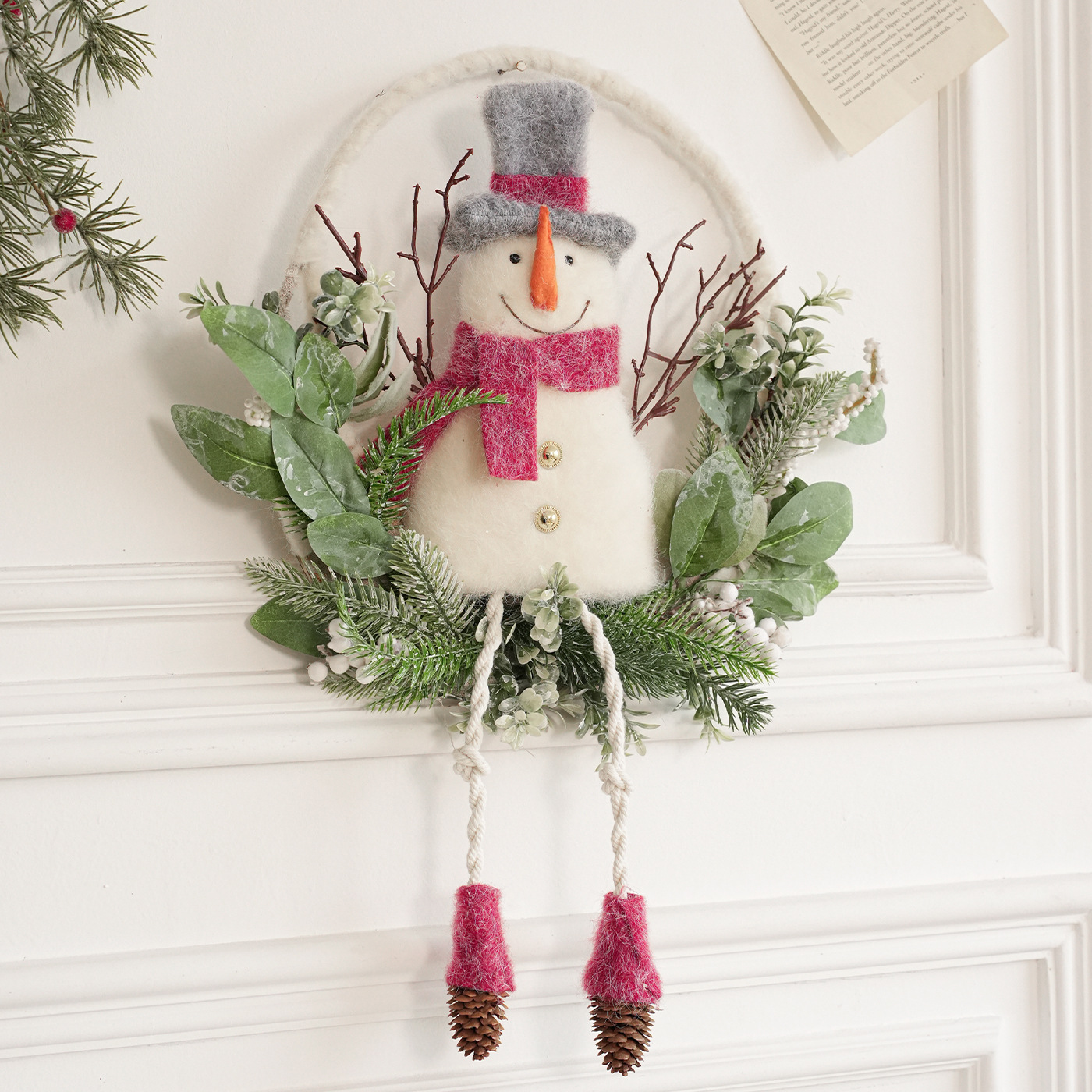 Colgante de guirlandas de Navidad muñeca de nieve viejo rama puerta colgar pared decoración ventana decoración accesorios de diseño de árbol de Navidad