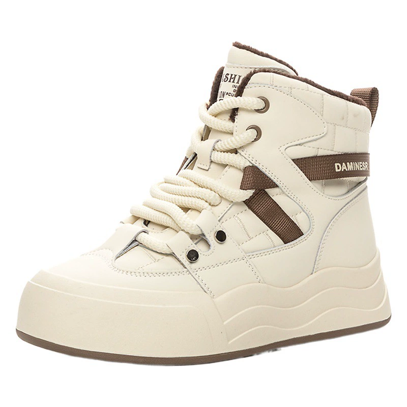 Модные зимние ботинки для женщин 2025 года, новые, на толстой подошве, с эффектом увеличения роста, на толстой флисовой подкладке, в корейском стиле, теплые хлопковые ботинки на флисовой подкладке для студенток.