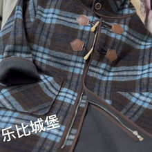 女童毛呢大衣2025新款秋冬韩版中长款洋气格子外套加厚男童大衣潮