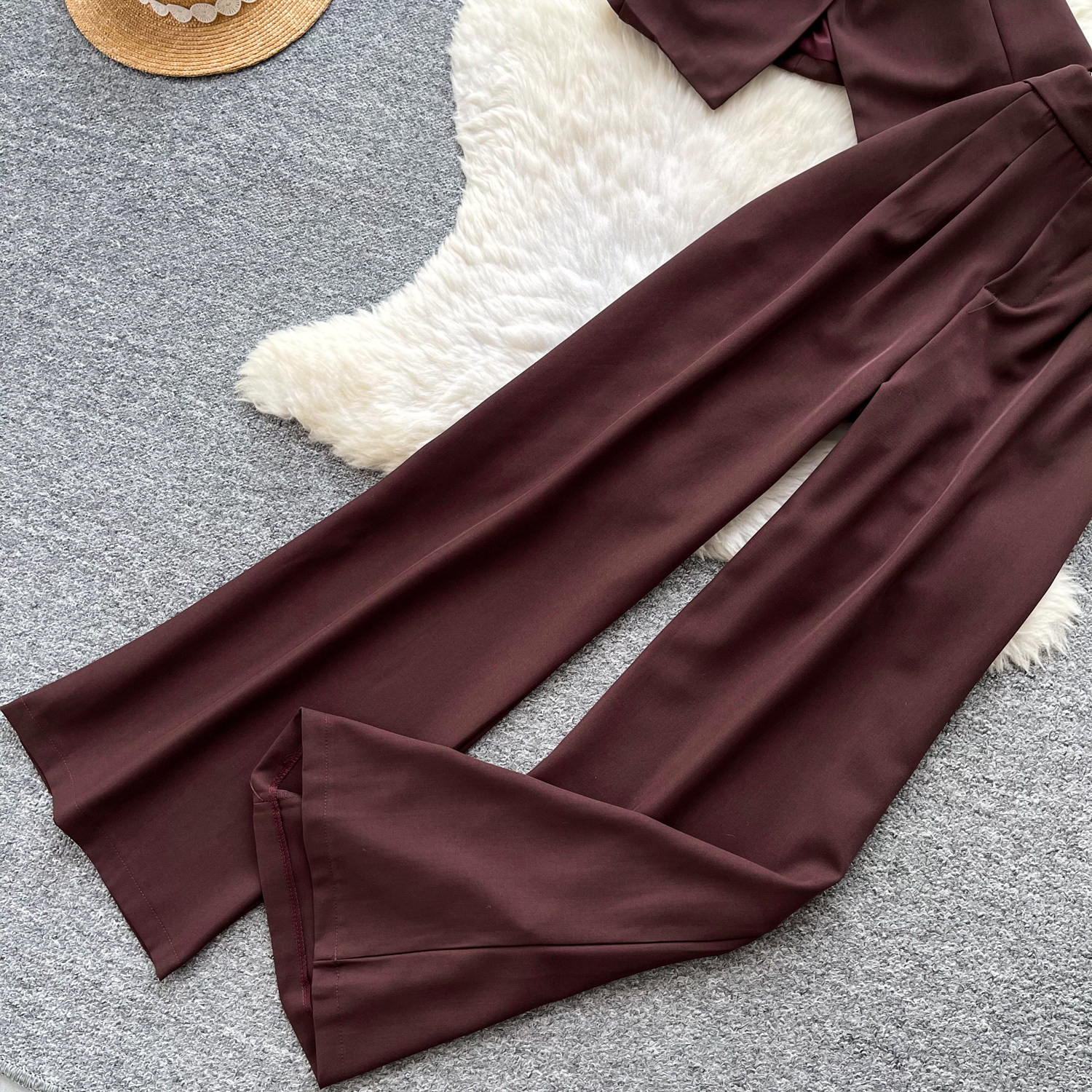 Korean Style Women's Cami Top And High-Waisted Wide Leg Pants Set - Summer Drawstring Waist Two Piece Outfit_ecoleips.com