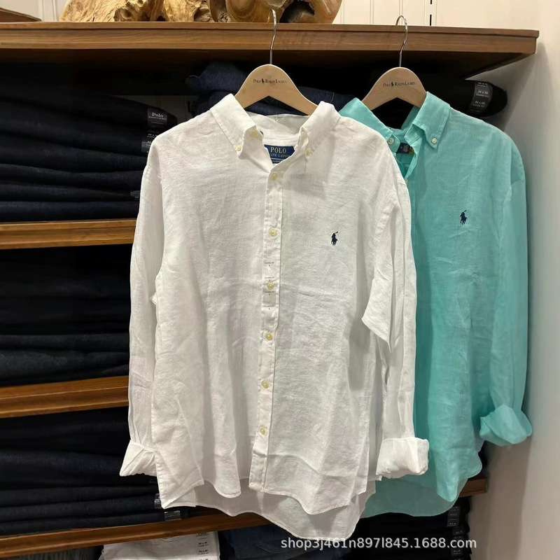 Scanable Qr Code Classic Ralph Lauren Oxford Cloth Embroidered Pony Logo Long-Sleeve Linen Shirt Women's Polo Shirt Scanable Qr Code Classic Ralph Lauren Oxford Cloth Embroidered Pony Logo Long-Sleeve Linen Shirt Women's Polo Shirt