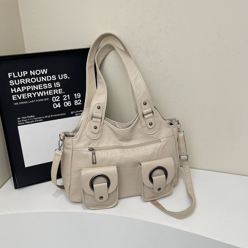 Niche Design Large-Capacity Shoulder Crossbody Bag, Simple and Fashionable Women's Bag, 2026 New Korean Style Soft Leather Crossbody Bag