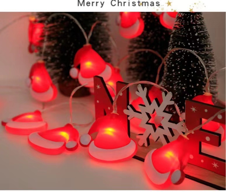 国境を越えたLEDクリスマスデコレーションライトストリング、雪だるま、サンタクロース、クリスマスツリー、杖、灯台、部屋の装飾、点滅するライト|undefined