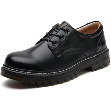 K 77558 Retro Black Casual Business Shoes ���ź�ɫƤЬ