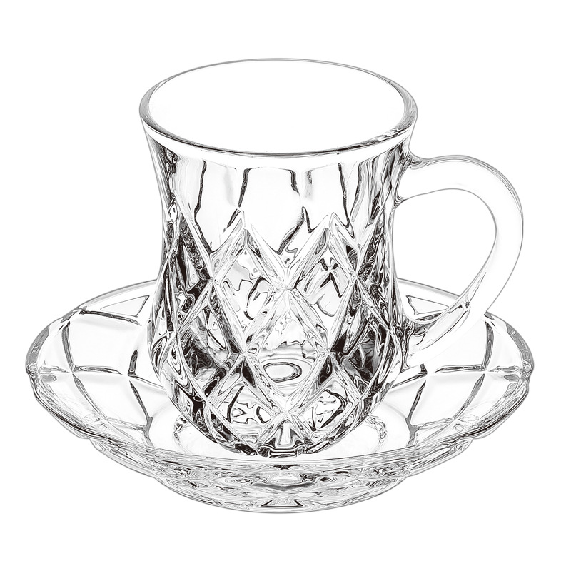 Langxu plato de vidrio de tamaño pequeño plato de postre KTV bar hogar snack plato de hueso ins estilo taza y platillo traje