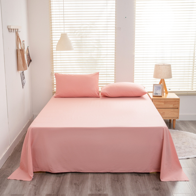 Sábanas de estilo japonés de algodón sólido de color sólido, sábanas de agua de lavado de piel, sábanas de cama de algodón sólido desnudo para dormir se pueden personalizar como una sola pieza de sábanas de grado madre e infante.