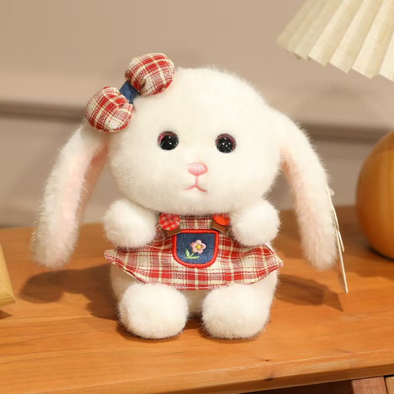 Yirongfang - Colgante de peluche de conejito genuino, pequeño conejo blanco de peluche, decoración colgante, llavero para bolso, regalo.